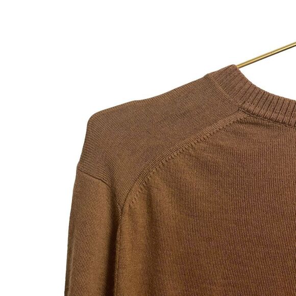 Banana Republic Extra Fine Merino Wool Brown Lightweight V Neck Sweater Size L - Picture 9 of 10